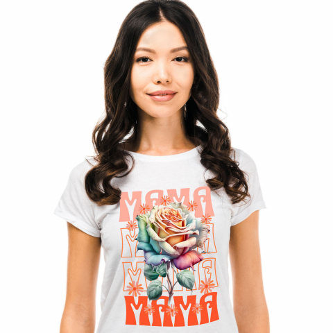 Mama - Tricou Femei, Barbati, Copii, Fata, Baiat, Unisex Personalizat Trandafir Multicolor - „Mama, Cea Mai Bună Femeie” | Cadou Special