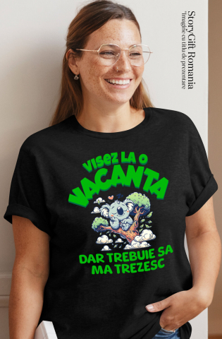 Tricou Femei, Barbati, Copii, Fata, Baiat, Unisex Personalizat Urs Koala Dormind în Copac - Cadou Personalizat Relaxant pentru Copii și Familie [1]