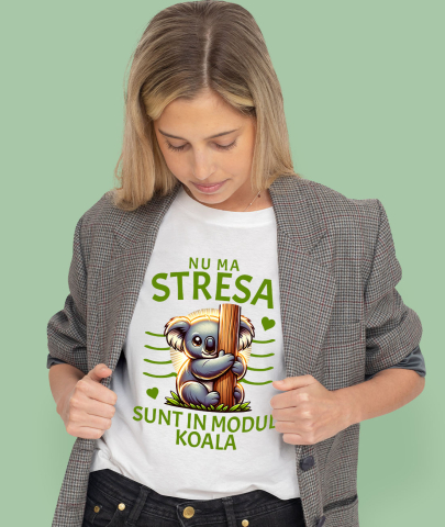 Tricou Femei, Barbati, Copii, Fata, Baiat, Unisex Personalizat Tricou Personalizat Koala Timid – Relaxare și Stil | Cadou Perfect pentru Familie [1]