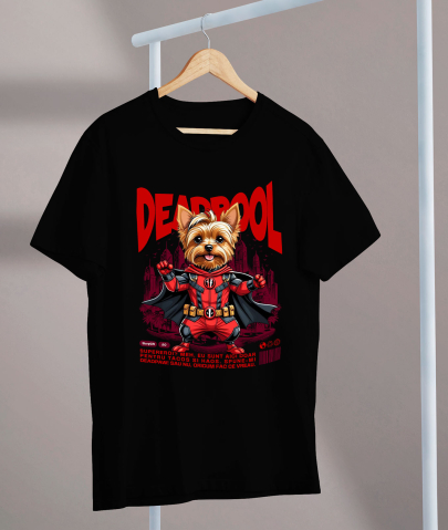Tricou Femei, Barbati, Copii, Fata, Baiat, Unisex Personalizat Yorkshire Terrier în Costum Deadpool - Cadou Personalizat pentru Copii și Familie [2]