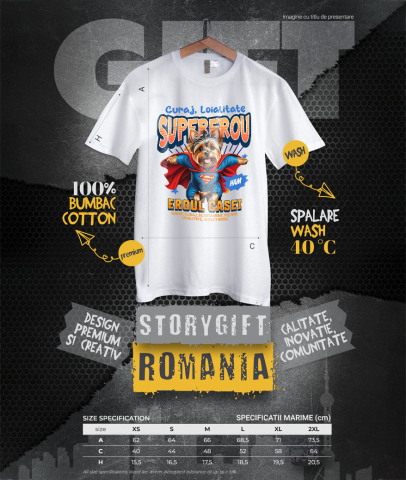Tricou Femei, Barbati, Copii, Fata, Baiat, Unisex Personalizat Yorkshire Terrier în Costum de Superman – Produse Personalizate pentru Familie și Copii [3]