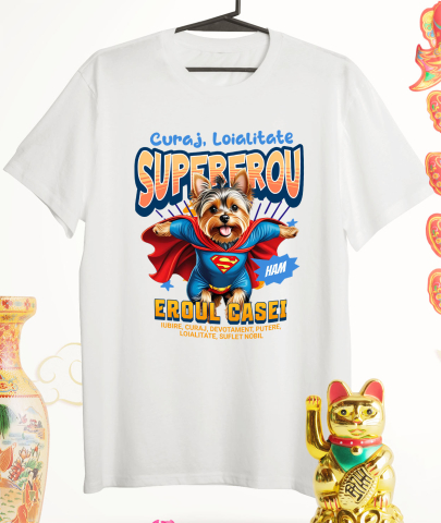 Tricou Femei, Barbati, Copii, Fata, Baiat, Unisex Personalizat Yorkshire Terrier în Costum de Superman – Produse Personalizate pentru Familie și Copii [2]