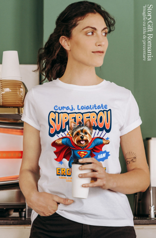 Tricou Femei, Barbati, Copii, Fata, Baiat, Unisex Personalizat Yorkshire Terrier în Costum de Superman – Produse Personalizate pentru Familie și Copii [1]