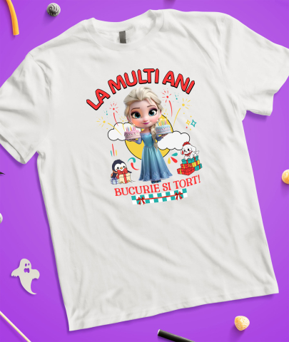 Tricou Femei cu Zi de Nastere in Stil Regal cu Cenusareasa 100% Bumbac, Alb, L [2]