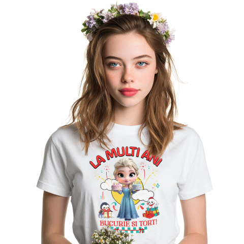 Cadouri Pentru Ea - Tricou Femei cu Zi de Nastere in Stil Regal cu Cenusareasa 100% Bumbac, Alb, L