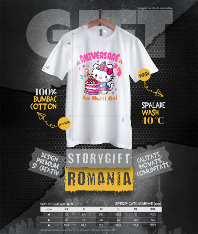 Tricou Femei cu Zi de Nastere Magica cu Hello Kitty 100% Bumbac, Alb, XS [3]