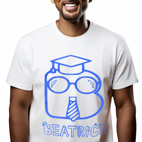 Cadouri Pentru Ea - Tricou Personalizat Barbati Pentru Absolvire scoala, Toca Educatie, Text Nume Personalizat, copii, Culoare Albastru, Alb, 100% Bumbac, Marime XS