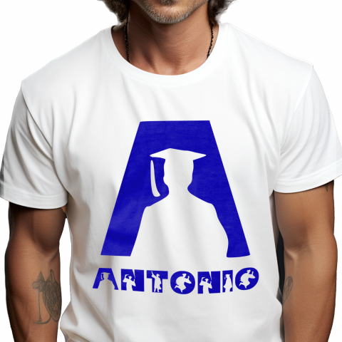 Tricouri Personalizate - Tricou Personalizat Barbati Pentru Absolvire, Silueta Umana, Scoala, Text Nume Personalizat, Copii, Culoare Albastru, Alb, 100% Bumbac, Marime L