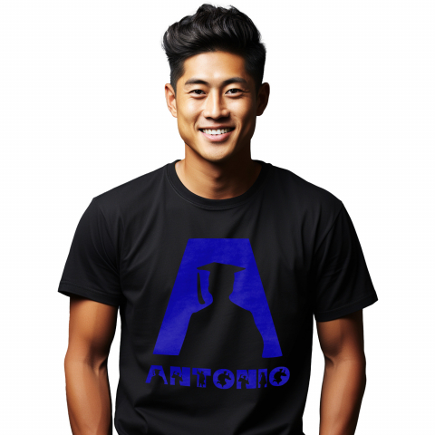 Tricouri Personalizate - Tricou Personalizat Barbati Pentru Absolvire, Silueta Umana, Scoala, Text Nume Personalizat, Copii, Culoare Albastru, Negru, 100% Bumbac, Marime L