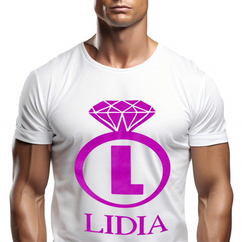 Cadouri Pentru Cupluri - Tricou Personalizat Barbati Pentru Cerere casatorie, Inel Cu Diamant, Nunta, Text Nume Personalizat, Valentine's day, Culoare Mov, Alb, 100% Bumbac, Marime XS