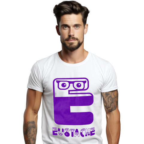 Cadouri Pentru Copii - Tricou Personalizat Barbati Pentru Copii Cu ochelarii Vedere, haios, Text Nume Personalizat, Culoare Mov, Alb, 100% Bumbac, Marime XS