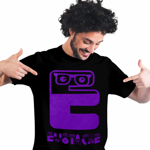 Cadouri Pentru Copii - Tricou Personalizat Barbati Pentru Copii Cu ochelarii Vedere, haios, Text Nume Personalizat, Culoare Mov, Negru, 100% Bumbac, Marime M