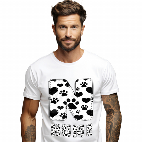 Cadouri Pentru Ea - Tricou Personalizat Barbati Pentru Iubitorii De Animale, Laubuta, Text Personalizat, Culoare Alb Negru, Caine, Alb, 100% Bumbac, Marime XS