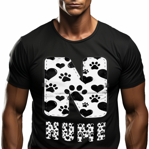 Cadouri Pentru Ea - Tricou Personalizat Barbati Pentru Iubitorii De Animale, Laubuta, Text Personalizat, Culoare Alb Negru, Caine, Negru, 100% Bumbac, Marime XL