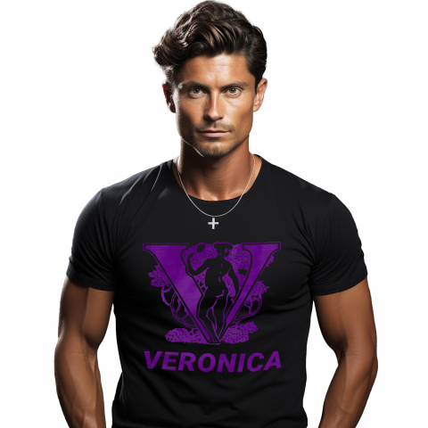 Cadouri Pentru Ea - Tricou Personalizat Barbati Pentru Iubitorii De Arata Greceasca, Text Nume Personalizat, Statuie, Culoare Mov, Negru, 100% Bumbac, Marime XL