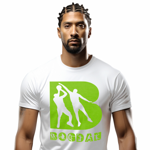 Cadouri Personalizate - Tricou Personalizat Barbati Pentru Iubitorii De Bascketball, Minge, Siluete Sportivi, Text Nume Personalizat, Copii, Culoare Verde, Alb, 100% Bumbac, Marime XS