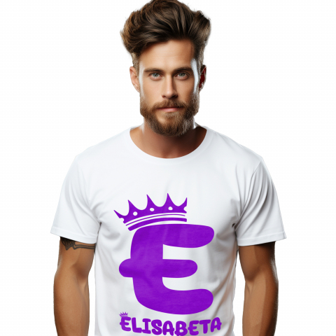 Cadouri Pentru Ea - Tricou Personalizat Barbati Pentru Iubitorii De Coroane Regale, Text Nume Personalizat, Copii, Culoare Mov, Alb, 100% Bumbac, Marime XS