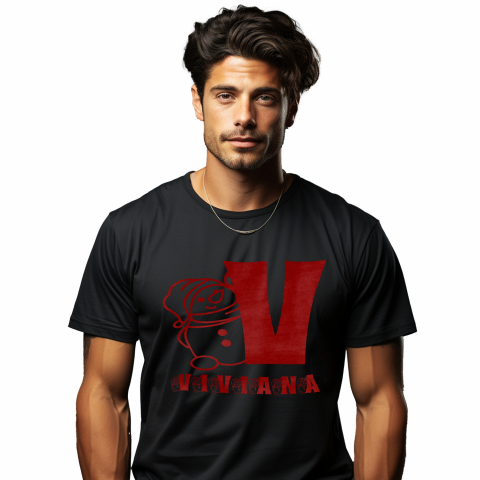 Tricouri Personalizate - Tricou Personalizat Barbati Pentru Iubitorii De Craciun, Urs Gras Cu Caciula, Text Nume Personalizat, Copii, Culoare Rosu, Negru, 100% Bumbac, Marime L