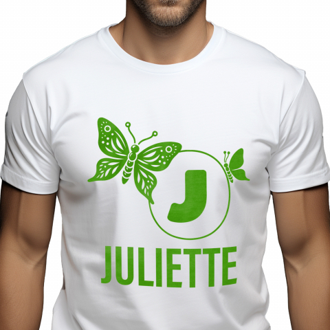 Cadouri Pentru Ea - Tricou Personalizat Barbati Pentru Iubitorii De Fluturi, Fiinta Zburatoare, Text Nume Personalizat, Culoare Verde, Alb, 100% Bumbac, Marime XS
