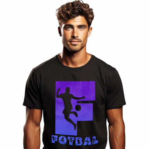 Tricouri Personalizate - Tricou Personalizat Barbati Pentru Iubitorii De Fotbal, Minge, Silueta Sportiv, Text Nume Personalizat, Copii, Culoare Albastru, Negru, 100% Bumbac, Marime L