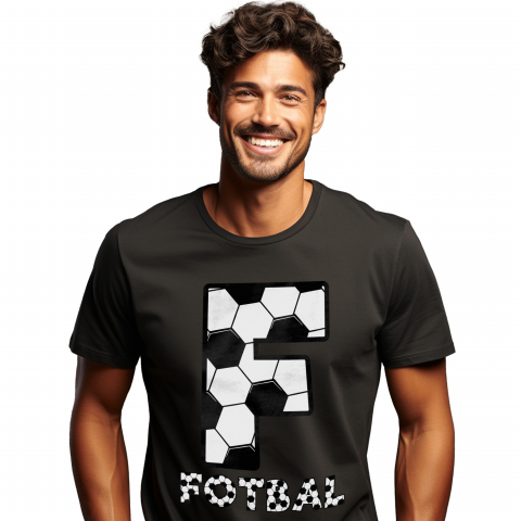 Tricouri Personalizate - Tricou Personalizat Barbati Pentru Iubitorii De Fotbal, Minge, Sport, Text Nume Personalizat, Copii, Culoare Alb Negru, Negru, 100% Bumbac, Marime L