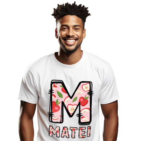 Cadouri Pentru Copii - Tricou Personalizat Barbati Pentru Iubitorii De Fruct mar, sanatate, Text Nume Personalizat, Multicolor, Alb, 100% Bumbac, Marime XS