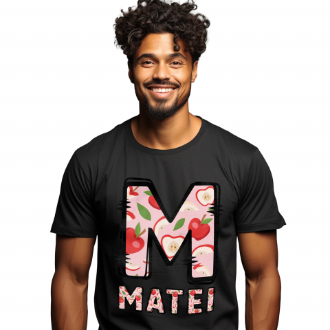 Cadouri Pentru Copii - Tricou Personalizat Barbati Pentru Iubitorii De Fruct mar, sanatate, Text Nume Personalizat, Multicolor, Negru, 100% Bumbac, Marime M