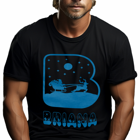 Tricouri Personalizate - Tricou Personalizat Barbati Pentru Iubitorii De Iarna, Mos Craciun, Text Nume Personalizat, Copii, Culoare Albastru, Negru, 100% Bumbac, Marime L