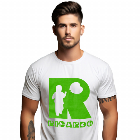 Cadouri Pentru Copii - Tricou Personalizat Barbati Pentru Iubitorii De Joc Afara, Zmeu, Parinte, Text Nume Personalizat, copii, Culoare Verde, Alb, 100% Bumbac, Marime XS