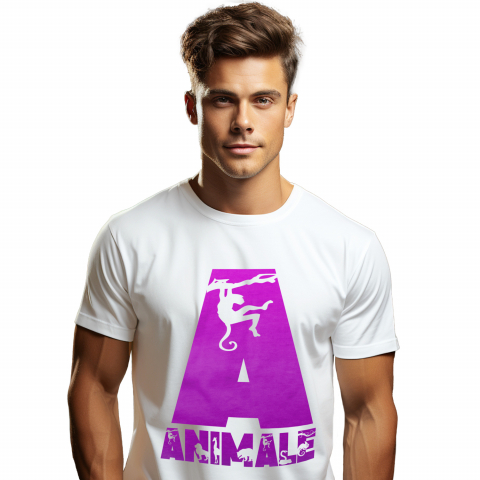 Cadouri Pentru Copii - Tricou Personalizat Barbati Pentru Iubitorii De Maimute, Jungla, Text Personalizat, Culoare Mov,Copii, Alb, 100% Bumbac, Marime XS