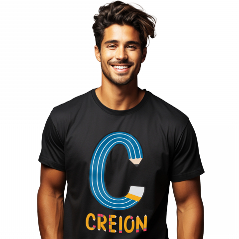 Tricouri Personalizate - Tricou Personalizat Barbati Pentru Iubitorii De Scoala, Creion Galben, Text Nume Personalizat, Copii, Culoare Albastru, Negru, 100% Bumbac, Marime L