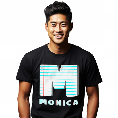 Tricouri Personalizate - Tricou Personalizat Barbati Pentru Iubitorii De Scoala, Educatie, Text Nume Personalizat, Copii, Foaie caiet, Negru, 100% Bumbac, Marime L