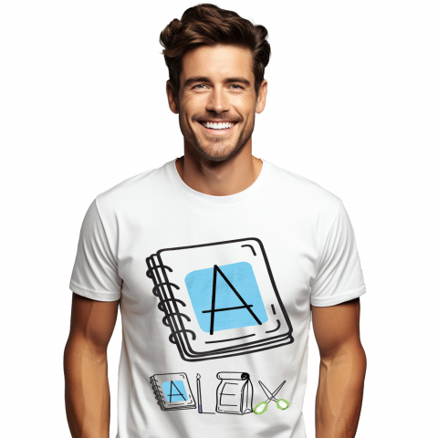 Cadouri Pentru Copii - Tricou Personalizat Barbati Pentru Iubitorii De Scoala, Pachet Mancare, Text Nume Personalizat, Copii, Culoare Negru, Alb, 100% Bumbac, Marime XS