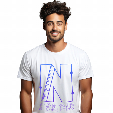 Cadouri Pentru Copii - Tricou Personalizat Barbati Pentru Iubitorii De Scoala, Rigla, Text Nume Personalizat, Copii, Culoare Albastru Gradient, Alb, 100% Bumbac, Marime XS