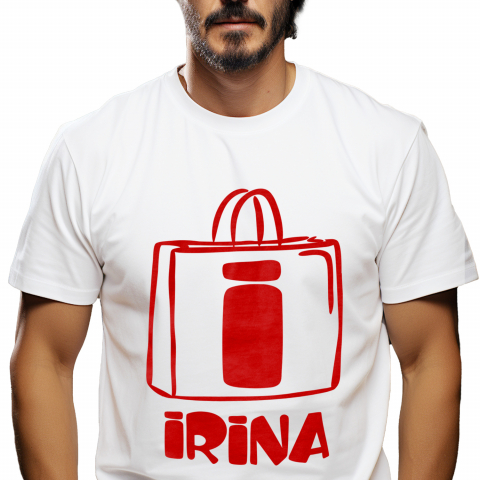 Cadouri Pentru Ea - Tricou Personalizat Barbati Pentru Iubitorii De Shopping, Text Nume Personalizat, Femei, Culoare Rosu, Alb, 100% Bumbac, Marime XS