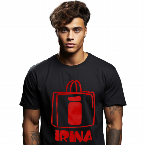 Tricouri - Tricou Personalizat Barbati Pentru Iubitorii De Shopping, Text Nume Personalizat, Femei, Culoare Rosu, Negru, 100% Bumbac, Marime XS