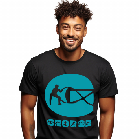 Tricouri Personalizate - Tricou Personalizat Barbati Pentru Iubitorii De Sport, Sala Fitness, Text Nume Personalizat, Culoare Albastru, Negru, 100% Bumbac, Marime XS