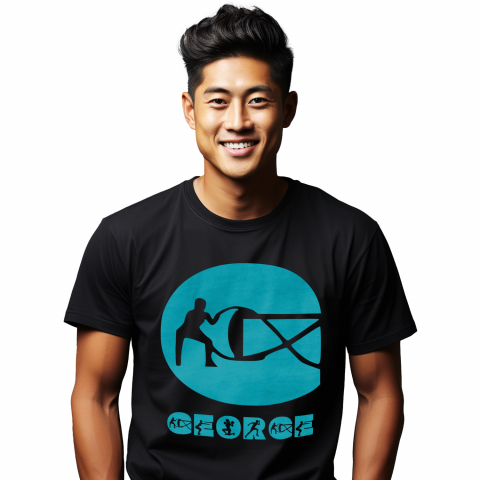 Tricouri Personalizate - Tricou Personalizat Barbati Pentru Iubitorii De Sport, Siluete Umane, Sala Fitness, Text Nume Personalizat, Culoare Albastru, Negru, 100% Bumbac, Marime XL