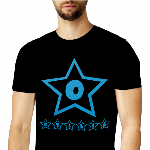 Tricouri - Tricou Personalizat Barbati Pentru Iubitorii De Stele Michellin, Text Nume Personalizat, Copii, Culoare Albastru, Negru, 100% Bumbac, Marime XS