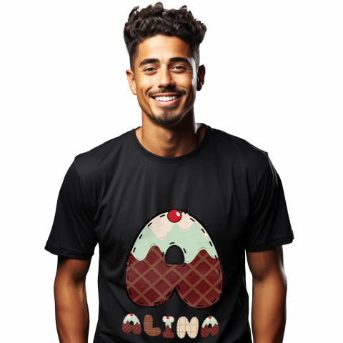 Cadouri Pentru Ea - Tricou Personalizat Barbati Pentru Iubitorii De Tableta De Ciocolata, Cireasa, Text Nume Personalizat, Culoare Multicolor, Negru, 100% Bumbac, Marime XL