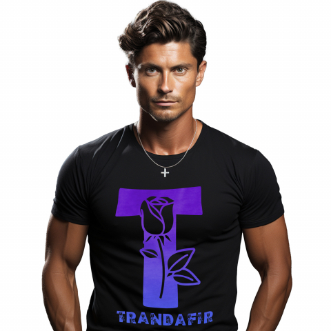 Cadouri Pentru Ea - Tricou Personalizat Barbati Pentru Iubitorii De Trandafir, Flori, Natura, Text Nume Personalizat, Dragoste, Culoare Albastru, Negru, 100% Bumbac, Marime XL