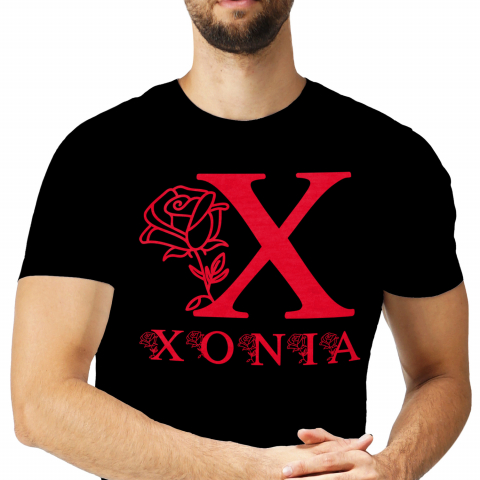 Cadouri Pentru Ea - Tricou Personalizat Barbati Pentru Iubitorii De Trandafiri, Flori, Text Nume Personalizat, Valentine's Day, Culoare Rosu, Negru, 100% Bumbac, Marime XL