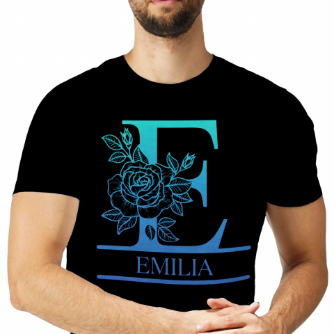 Cadouri Pentru Ea - Tricou Personalizat Barbati Pentru Iubitorii De Trandafiri, Fluture Natura, Text Nume Personalizat, Dragoste, Culoare Albastru, Negru, 100% Bumbac, Marime XL