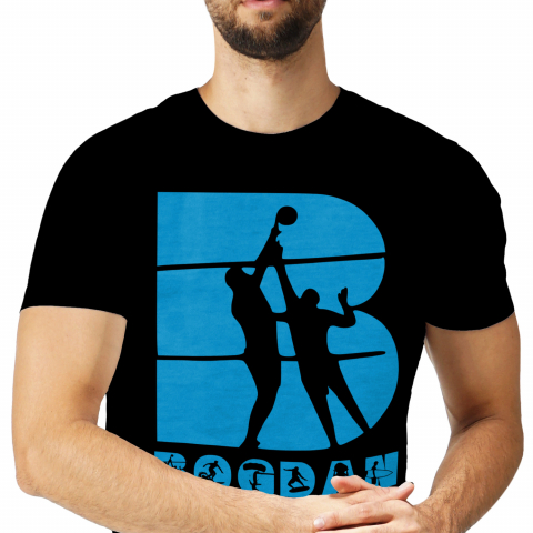 Tricouri Personalizate - Tricou Personalizat Barbati Pentru Iubitorii De Volei Plaja, Placa Surff, Text Nume Personalizat, Culoare Albastru, Negru, 100% Bumbac, Marime XS