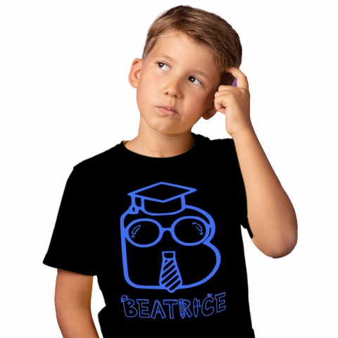 Cadouri Pentru Ea - Tricou Personalizat Copii Pentru Absolvire scoala, Toca Educatie, Text Nume Personalizat, copii, Culoare Albastru, Negru, 100% Bumbac, Marime 8 Ani