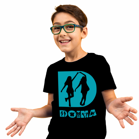 Cadouri Pentru Cupluri - Tricou Personalizat Copii Pentru Cele mai bune Prietene, Text Nume Personalizat, Fete, Culoare Albastru, Negru, 100% Bumbac, Marime 4 Ani