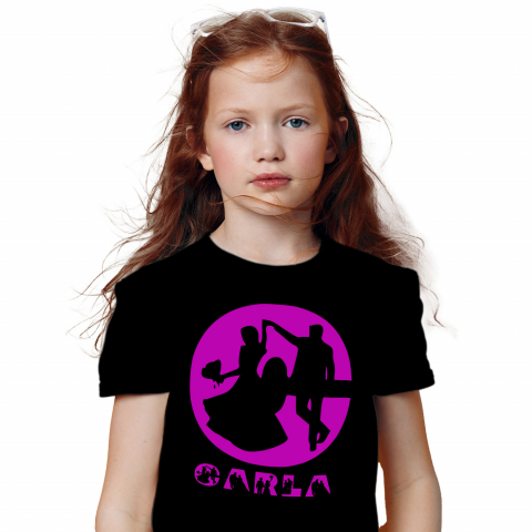 Cadouri Pentru Cupluri - Tricou Personalizat Copii Pentru Cerere casatorie, Nunta, Text Nume Personalizat, Valentine's day, Culoare Mov, Negru, 100% Bumbac, Marime 4 Ani