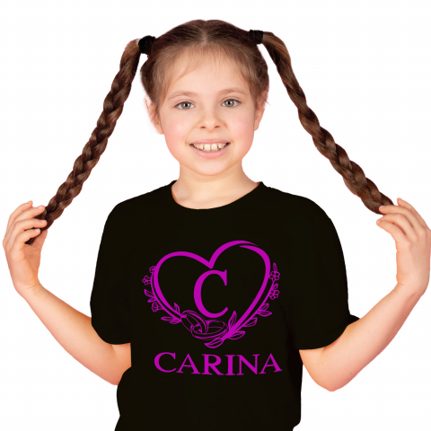 Cadouri Pentru Cupluri - Tricou Personalizat Copii Pentru Cerere casatorie, Verghete, Nunta, Text Nume Personalizat, Valentine's day, Culoare Mov, Negru, 100% Bumbac, Marime 4 Ani