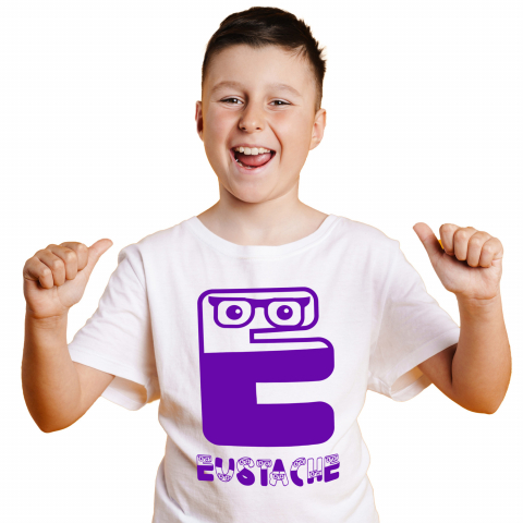 Cadouri Pentru Copii - Tricou Personalizat Copii Pentru Copii Cu ochelarii Vedere, haios, Text Nume Personalizat, Culoare Mov, Alb, 100% Bumbac, Marime 6 Ani