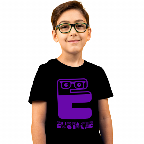 Cadouri Pentru Copii - Tricou Personalizat Copii Pentru Copii Cu ochelarii Vedere, haios, Text Nume Personalizat, Culoare Mov, Negru, 100% Bumbac, Marime 4 Ani